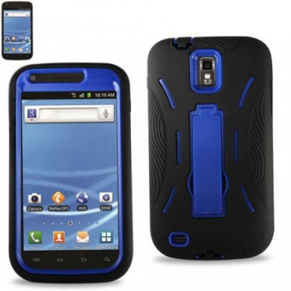 Wholesale Samsung Galaxy S2 / T989 Armor Hybrid Case with Kickstand (Black-Blue)